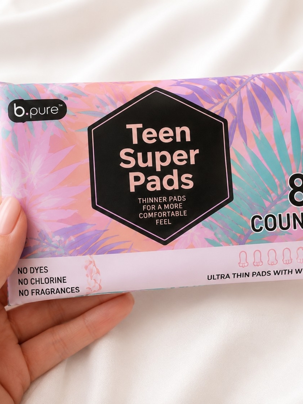 b.pure Teen Super Pads - Pastel Pink & Teal Pack